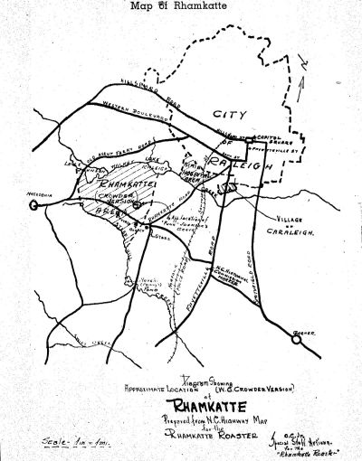 Historic Map of Rhamkatte North Carolina